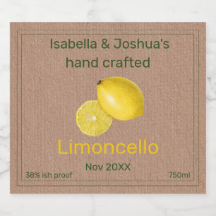 Étiquette Limoncello sur papier couleur Kraft