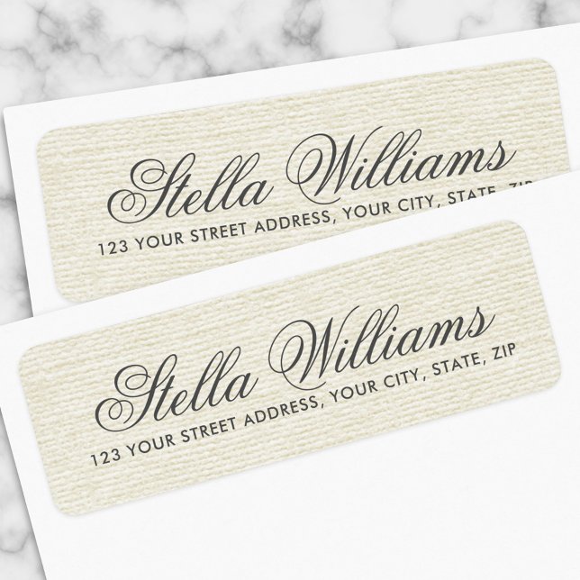 Étiquette linen ivoire romantique calligraphie script adress (Créateur téléchargé)