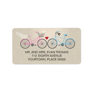 Étiquette Linen Style Vélo Mariage Adresse de retour