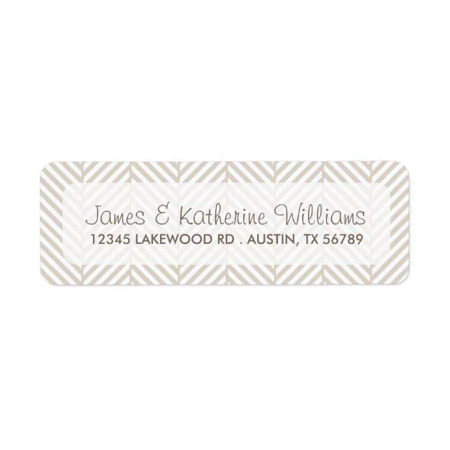 Étiquette Linge Beige Herringbone Chevron Mariage moderne (Devant)
