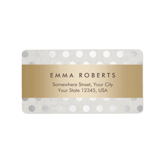 Étiquette Linge Pois Classy Gratté Or Moderne (Devant)