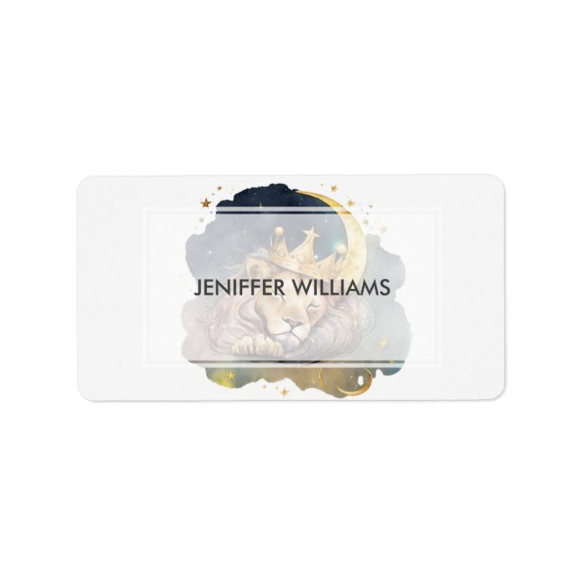 Étiquette Lion Mignonne Roi Dormir Sur La Lune (Devant)