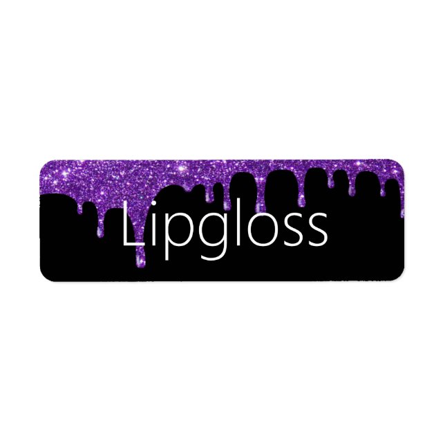Étiquette Lipgloss à goutte violette (Devant)