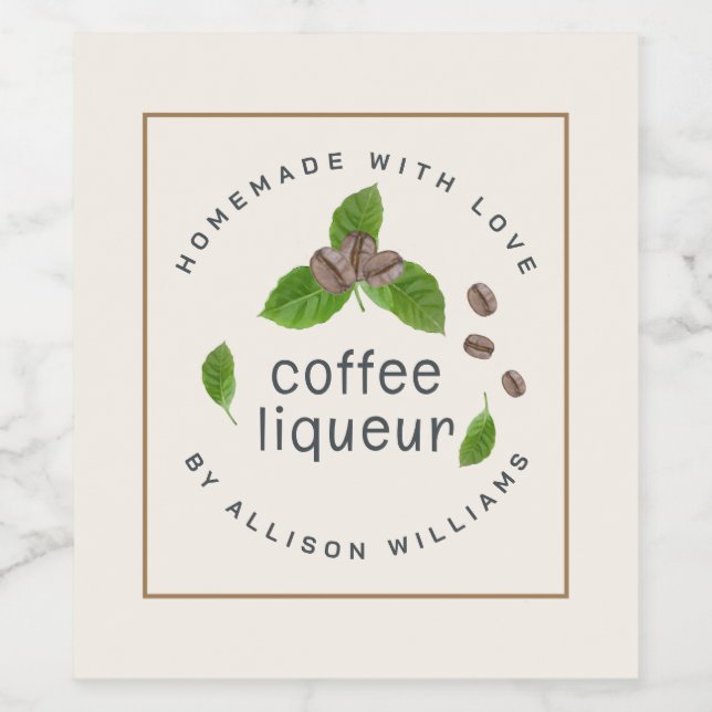 Étiquette Liqueur de café maison sur mesure (Étiquettes simples)