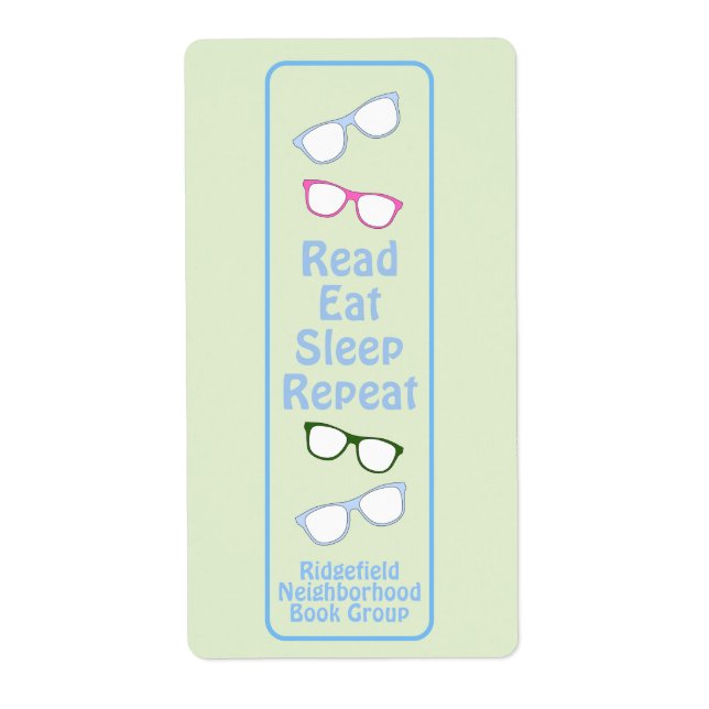 Étiquette Lire Manger Dormir Répéter Lunettes (Devant)