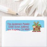 Étiquette Little Christmas Elfs Return Address Label<br><div class="desc">Cute little Christmas elves and reindeers in the snow.</div>