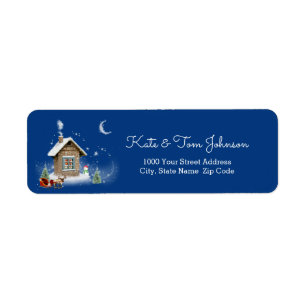 Étiquette Little Christmas House Return Address Label