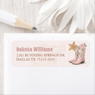 Étiquette Little Cowgirl Pink Baby shower Adresse de retour