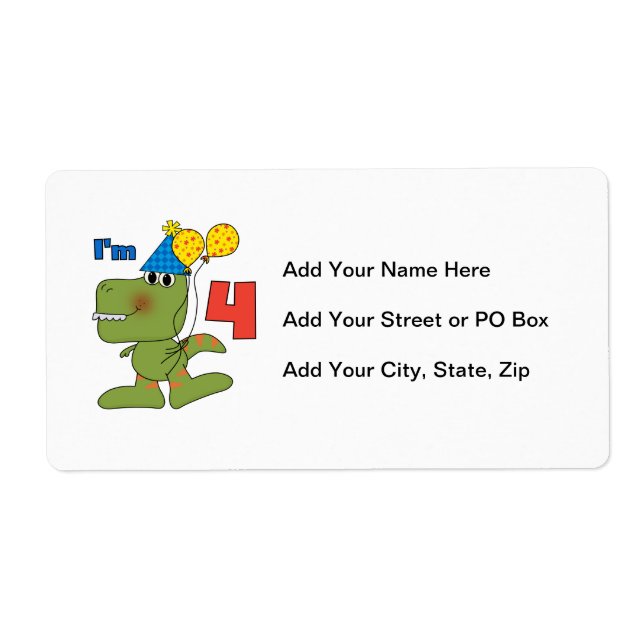 Étiquette Little Dino 4th Birthday Tshirts et cadeaux (Devant)