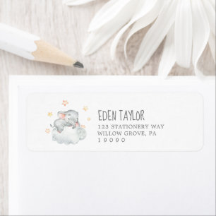 Étiquette Little Elephant Girl Baby shower Adresse de retour