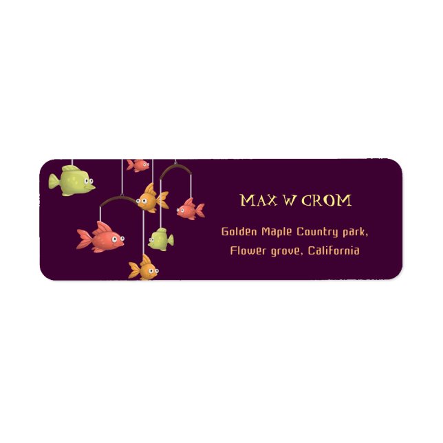 Étiquette Little Fish Crimson Red Baby Return Adresse (Devant)