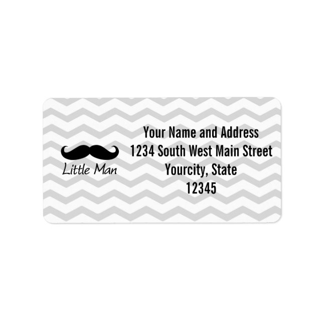Étiquette Little Man Mustache Chevron mignons Garçons (Devant)