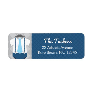 Étiquette Little Man Navy Blue Grey Baby shower Adresse :