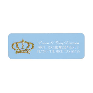 Étiquette Little Prince Royal Crown Baby Blue Adresse de ret