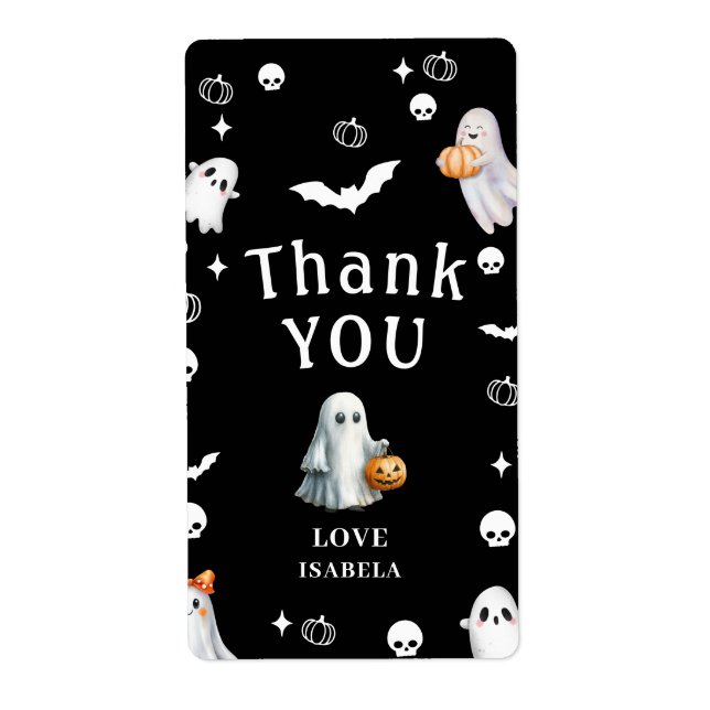 Étiquette Little Pumpkin Boo – Halloween Baby Shower (Devant)