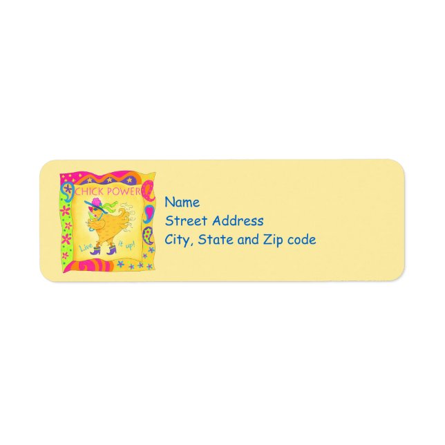 Étiquette Live It Up Chick Power Yellow WhimÉtiquette de adr (Devant)