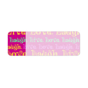 Étiquette Live Laugh Love Encourageants Mots Hot Pink Fuchsi