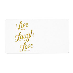 Étiquette Live Laugh Love Gold Faux Parties scintillant Séqu