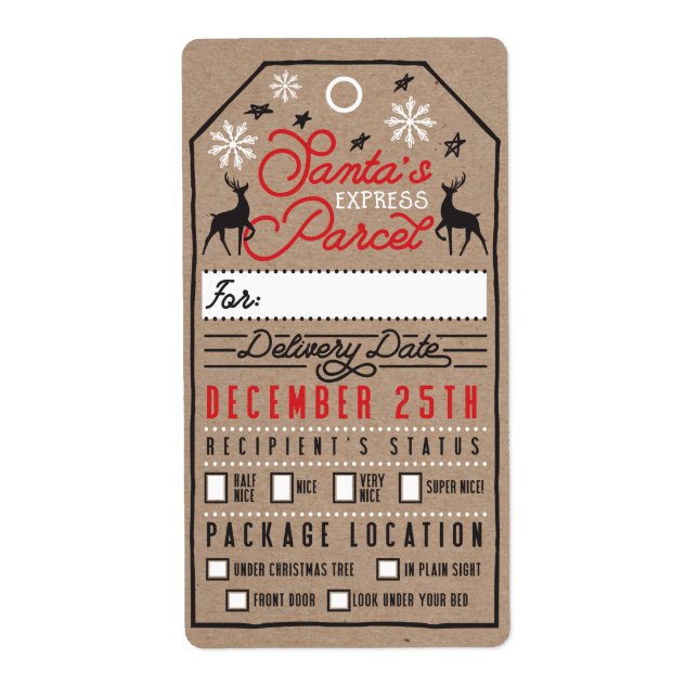 Étiquette Livraison de colis père Noël Express | Certifié Pè (Devant)