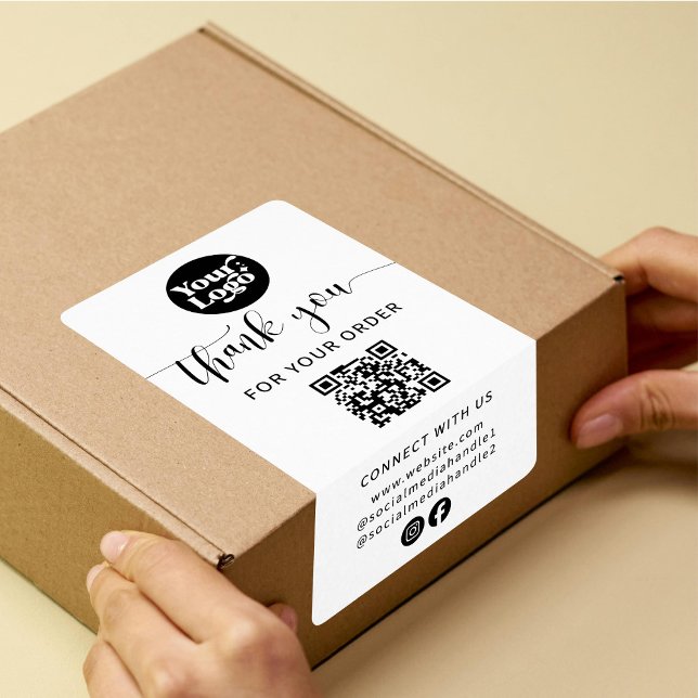 Étiquette Livraison de l'emballage QR Code Logo Boîte blanch (Créateur téléchargé)