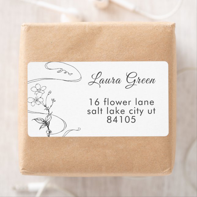 Étiquette Livraison Floral Sketch (En situation)