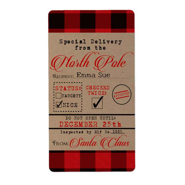 Étiquette Livraison spéciale de Père Noël Christmas Cadeaux  (Devant)