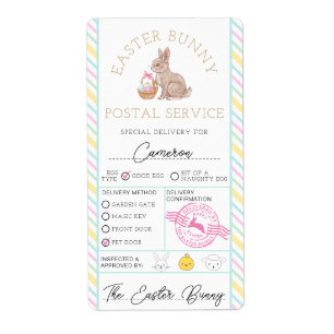 Étiquette Livraison spéciale du Bunny de Pâques