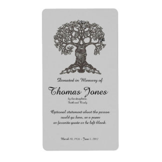 Étiquette Livre d'arbre donné en mémoire de la plaque d'imma