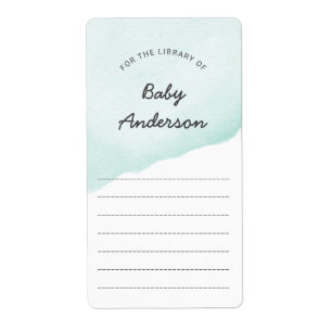 Étiquette Livre de baby shower de genre vert Watercolor neut