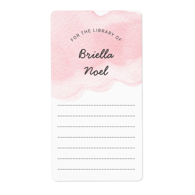 Étiquette Livre de baby shower fille rose Watercolor (Devant)