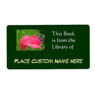 Étiquette Livre de la bibliothèque de nom personnalisé Green