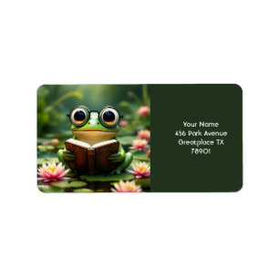 Étiquette Livre de lunettes de grenouille mignonne de fantai