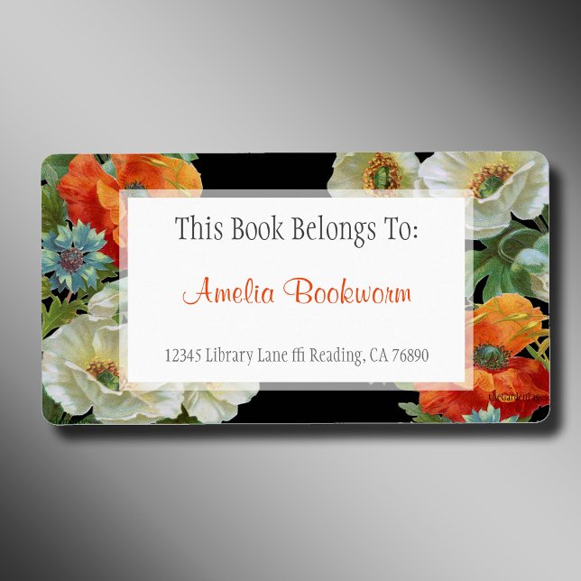 Étiquette Livre Personnalisé Appartient À Poppy Cornflowers  (Créateur téléchargé)