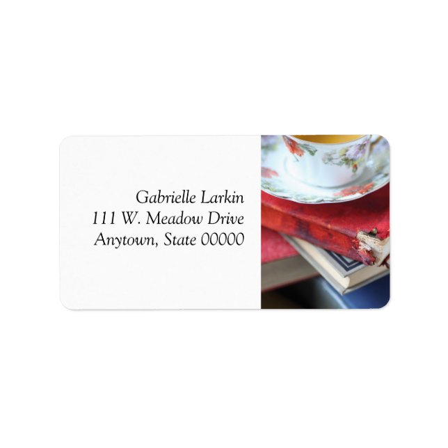 Étiquette Livres vintages avec thé (Devant)