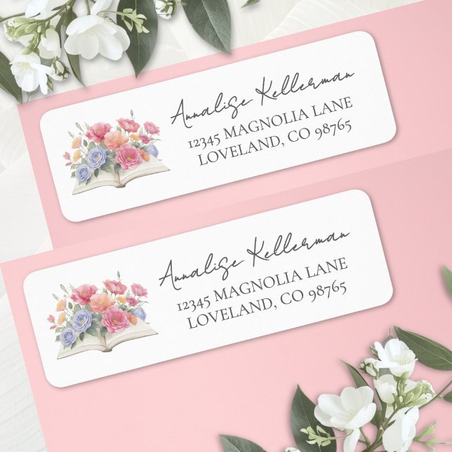 Étiquette Livret de mariage floral aquarelle (Book Watercolor Floral Bridal Shower label )