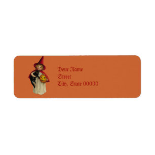 Étiquette Llabel vintage de retour de sorcière de Halloween