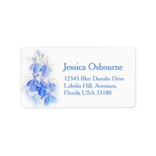 Étiquette Lobelia blue watercolor wedding address label