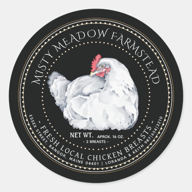 Étiquette local de pièces de poulet Hen Farmer's M (Devant)