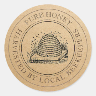 Étiquette local Kraft Vintage de miel Jar Lid