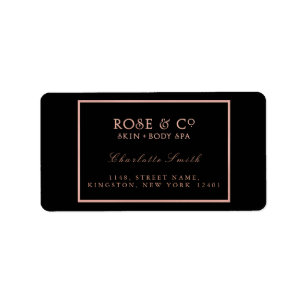 Étiquette Logo Black Frame Rose Gold Retours Adresse Étiquet
