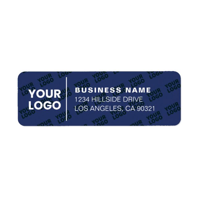 Étiquette Logo Carrelé Motif Moderne Marine bleu Adresse de  (Devant)
