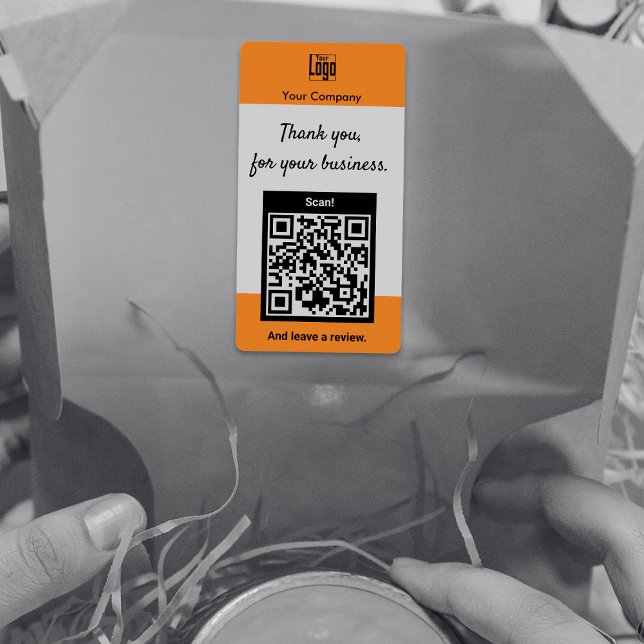 Étiquette Logo Code QR Merci pour votre entreprise (QR Code Logo Thank You For Your Business Label)