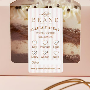 Étiquette Logo de la boulangerie chic Alerte d'allergie Prod