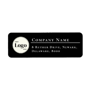 Étiquette Logo de l'entreprise simple Adresse de retour noir