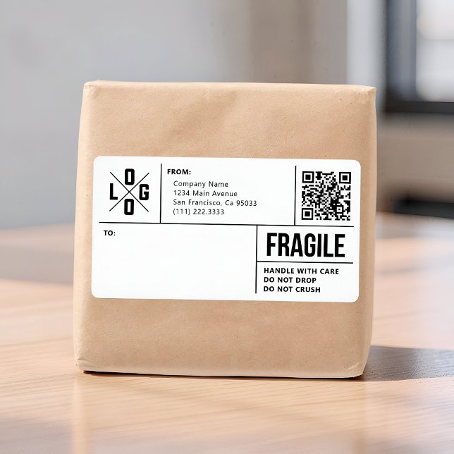 Étiquette Logo de l'expédition commerciale Code QR Avertisse (Créateur téléchargé)