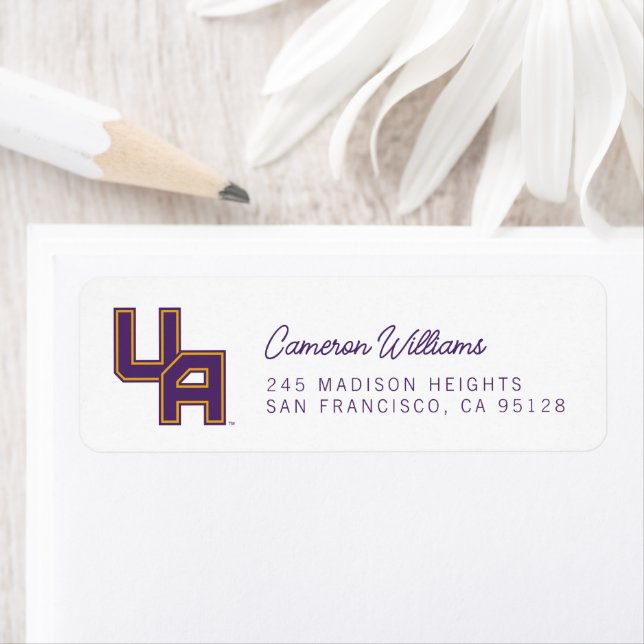 Étiquette Logo de l'Université d'Albany Initials (En situation)