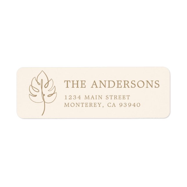 Étiquette Logo de mariage personnalisé Monstera monogramme (Devant)