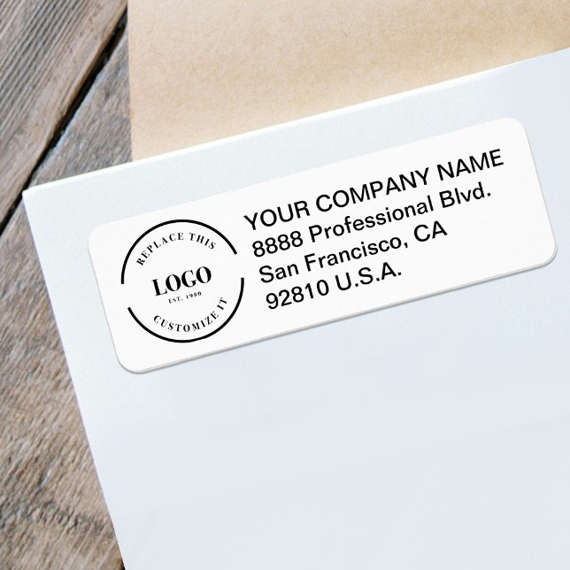 Étiquette Logo d'entreprise ici Adresse de retour personnali (Customizable business logo return address label. simple and easy to use template.)