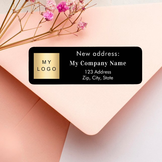 Étiquette Logo d'entreprise noir déplacé nouvelle adresse de (Créateur téléchargé)