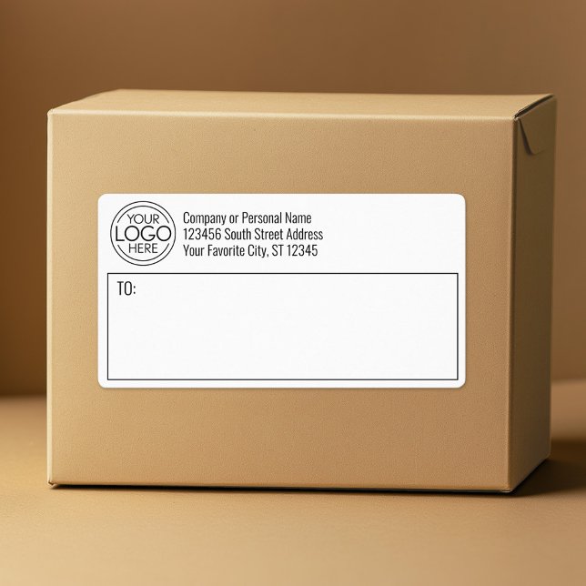 Étiquette Logo d'entreprise Office de base avec zone d'expéd (Custom Box Label with Logo and Return address)